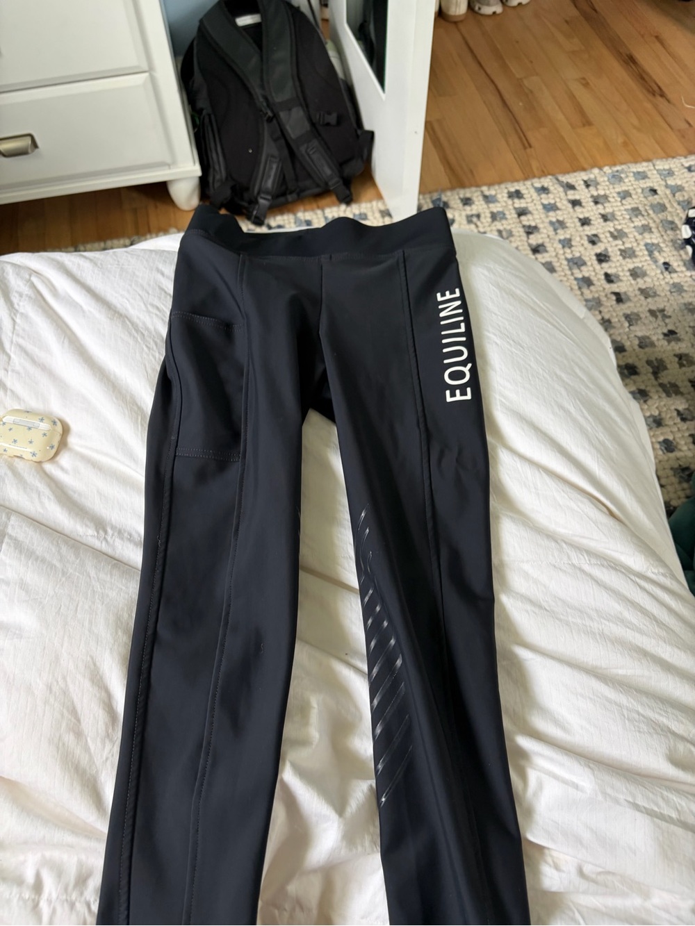 Equiline Black Riding Tights XXS with Logo Tag